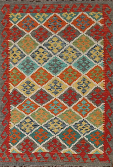 Multicolor Kilim Reversible Wool Rug 4x6