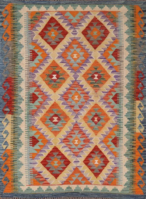 Reversible Wool Kilim Oriental Rug 4x6