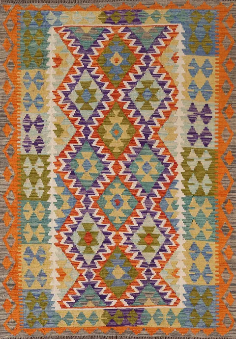 Reversible Wool Kilim Oriental Rug 4x6