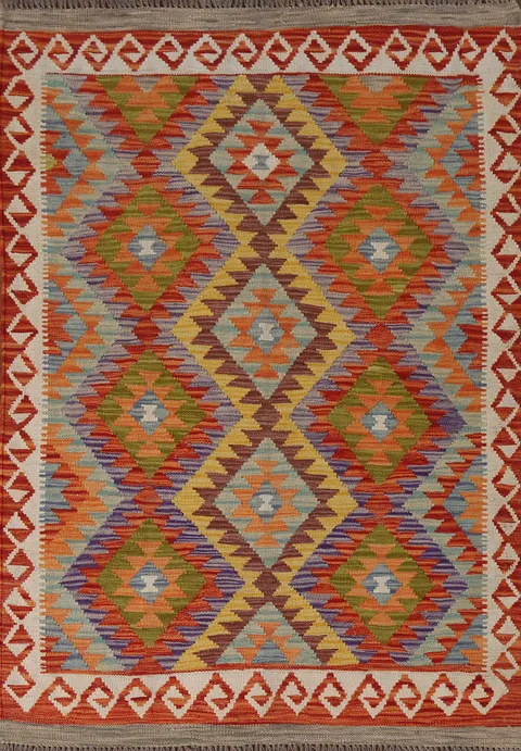 Multicolor Kilim Reversible Wool Rug 4x6