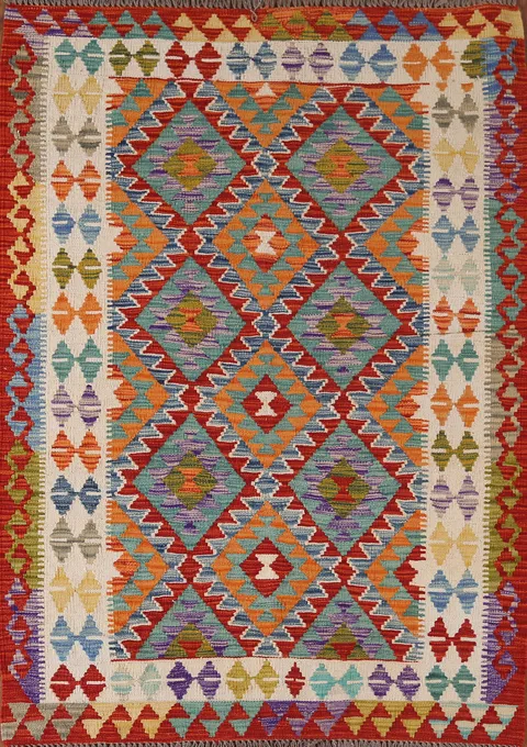 Multicolor Kilim Reversible Wool Rug 4x6