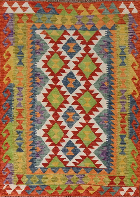 Multicolor Kilim Oriental Wool Rug 4x6