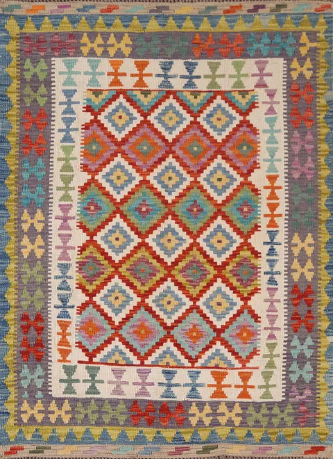 Multicolor Kilim Reversible Wool Rug 4x6