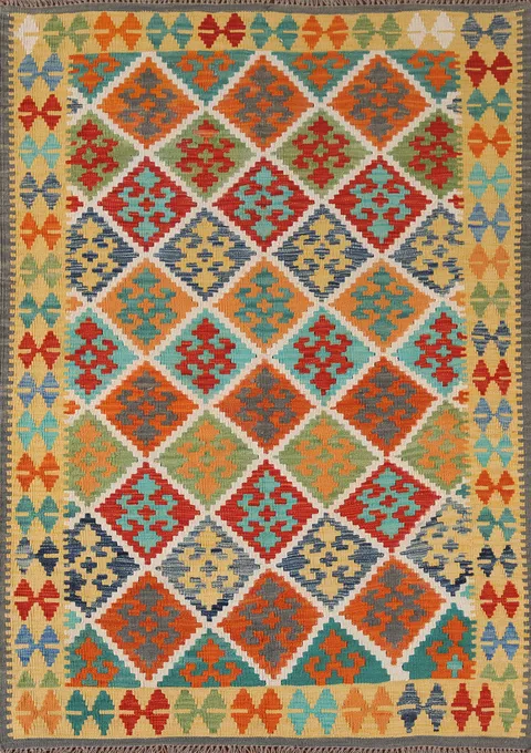 Multicolor Kilim Oriental Wool Rug 4x6