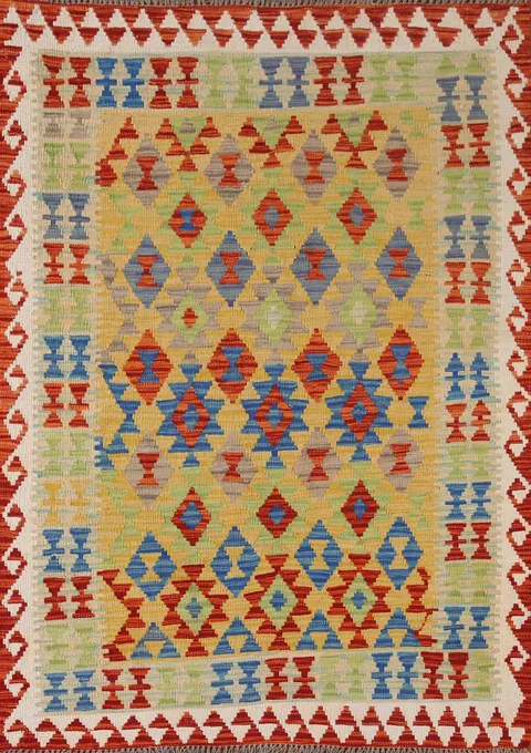 Multicolor Kilim Reversible Wool Rug 4x6