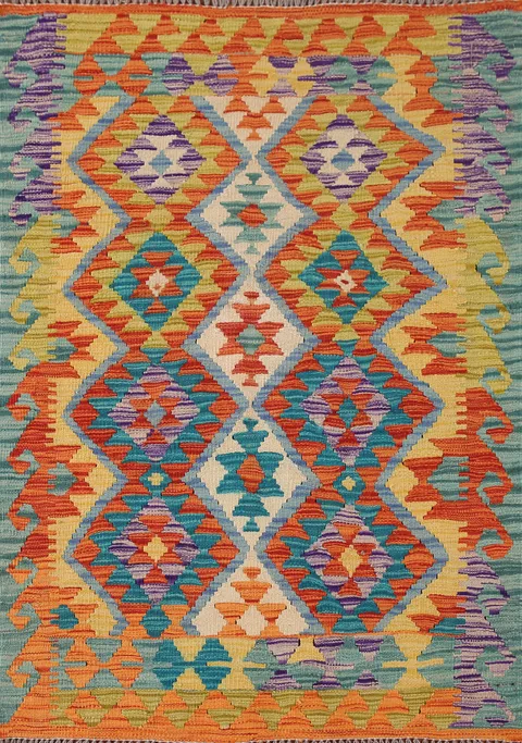 Geometric Wool Kilim Oriental Rug 3x5