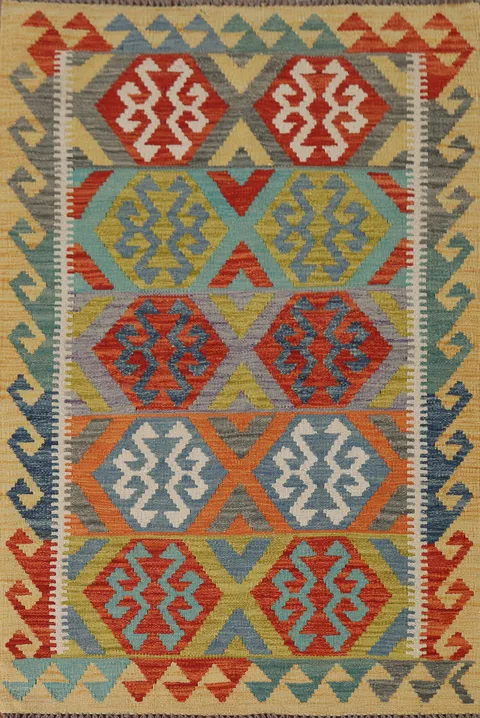 Geometric Wool Kilim Oriental Rug 3x5