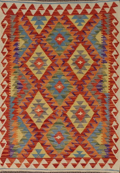 Reversible Wool Kilim Oriental Accent Rug 3x5