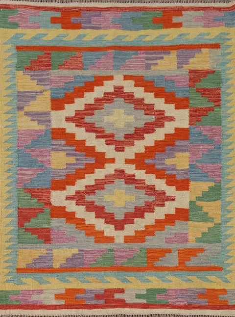South Western Kilim Oriental Wool Rug 4x5