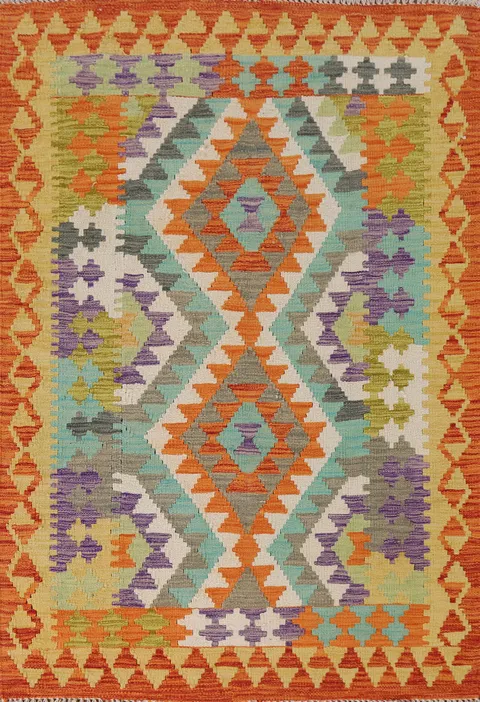 South Western Wool Kilim Oriental Rug 4x5