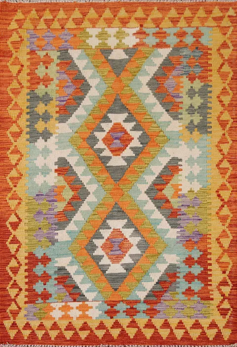 South Western Kilim Wool Accent Rug 3x5