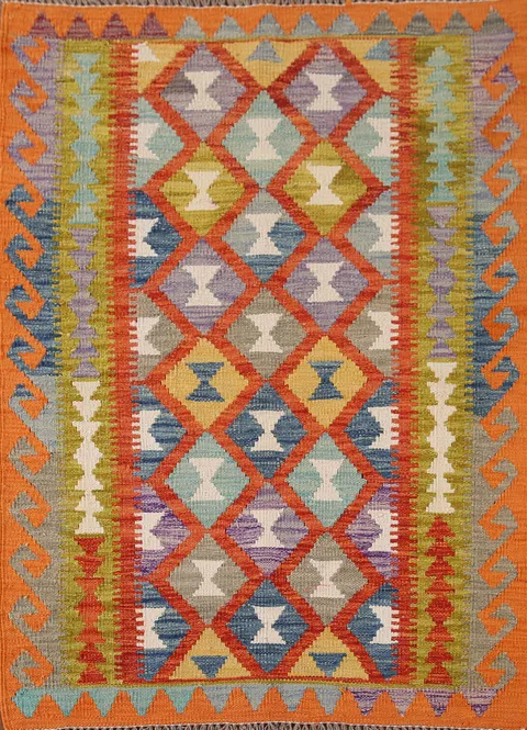 Reversible Wool Kilim Oriental Accent Rug 3x5