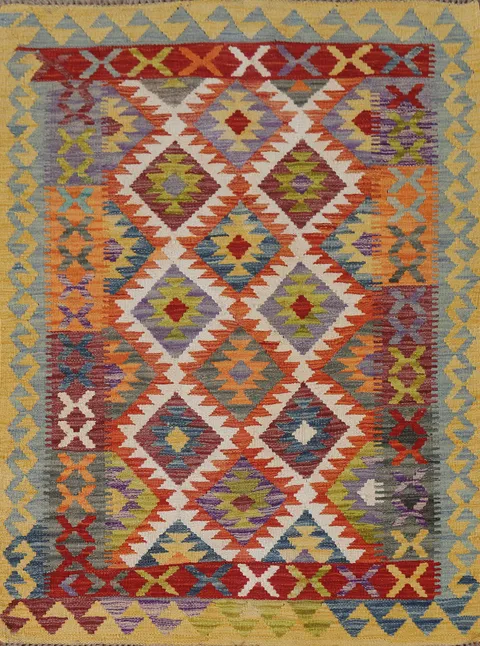 South Western Kilim Wool Accent Rug 4x5