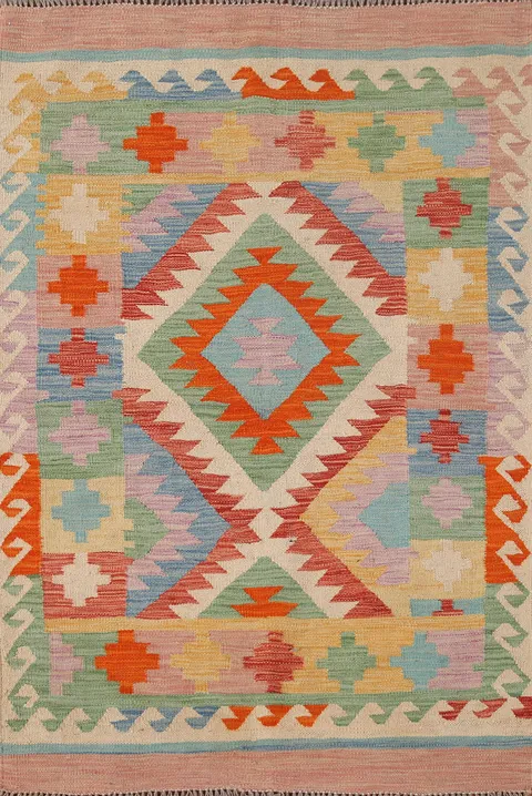 South Western Wool Kilim Oriental Rug 3x5