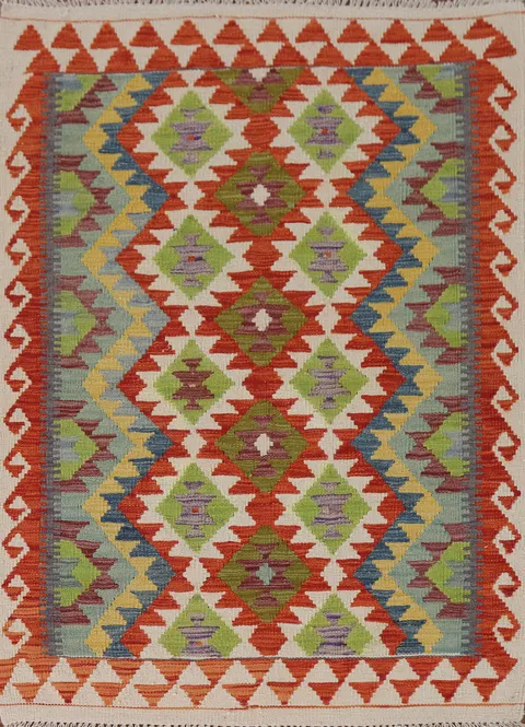 Geometric Wool Kilim Oriental Rug 3x5