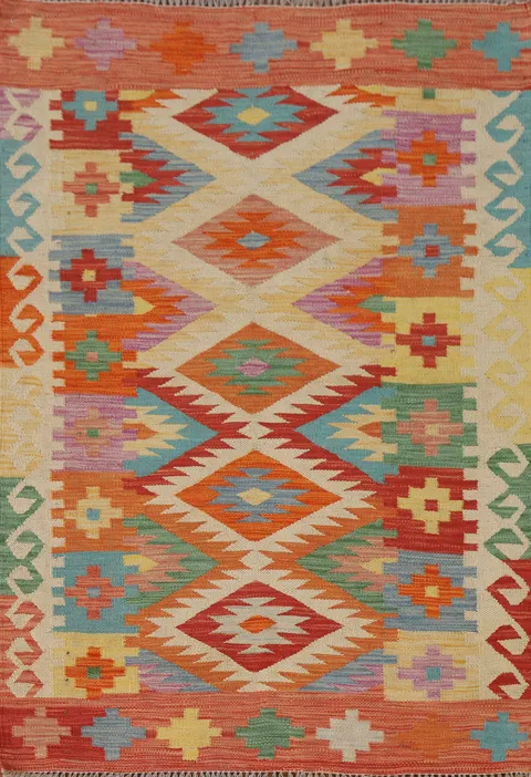 Reversible Wool Kilim Oriental Accent Rug 4x5