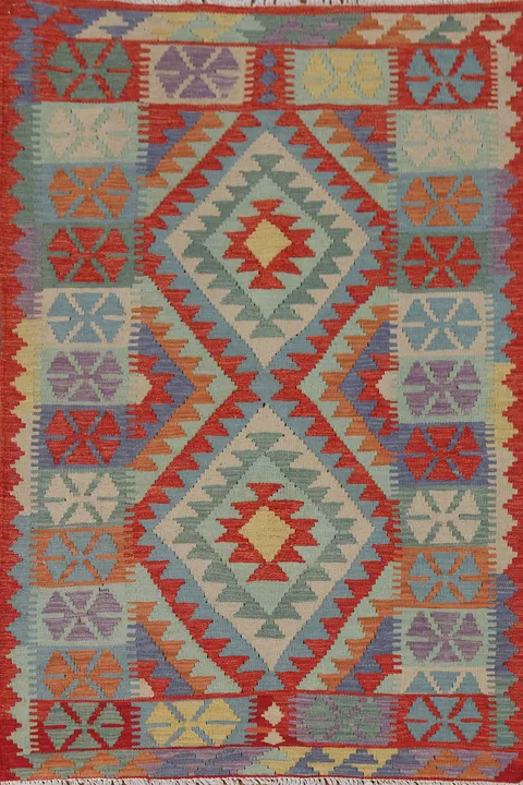 Geometric Wool Kilim Oriental Rug 3x5