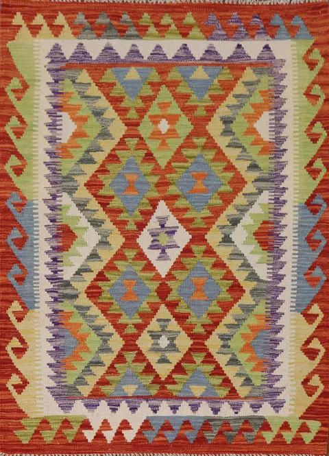 South Western Kilim Wool Accent Rug 3x5