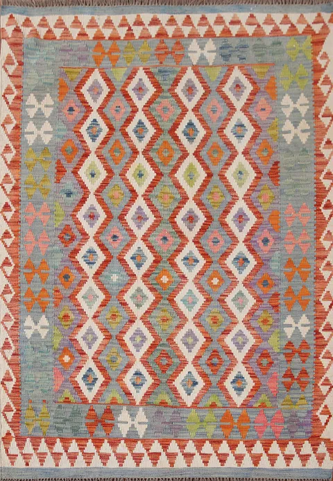 South Western Kilim Wool Accent Rug 4x6
