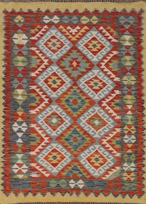 South Western Kilim Wool Accent Rug 4x5