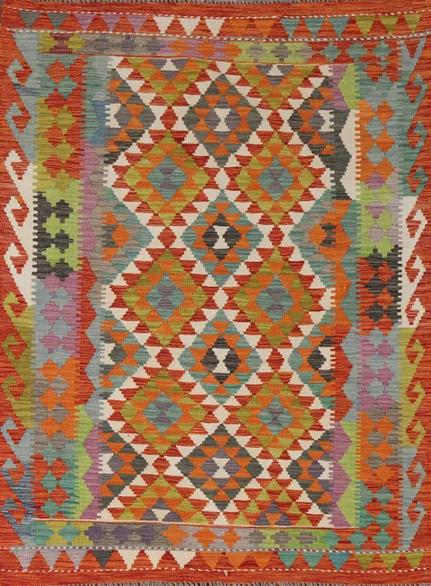 Reversible Wool Kilim Oriental Rug 4x6