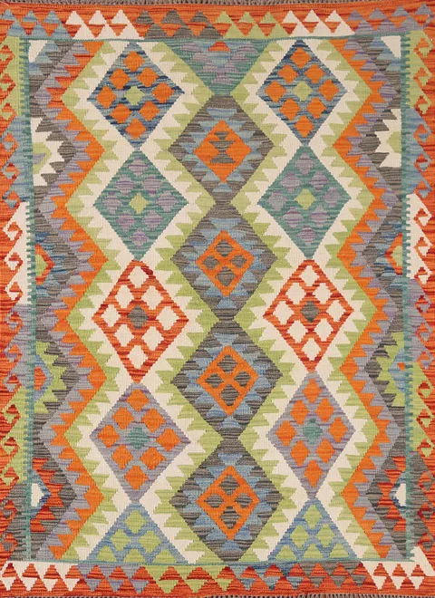 Multicolor Wool Kilim Oriental Accent Rug 4x6