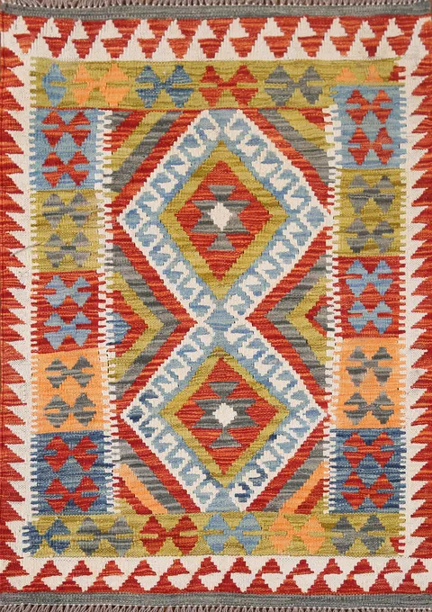 South Western Kilim Oriental Accent Rug 3x4