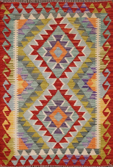 Multicolor Wool Kilim Oriental Rug 3x4