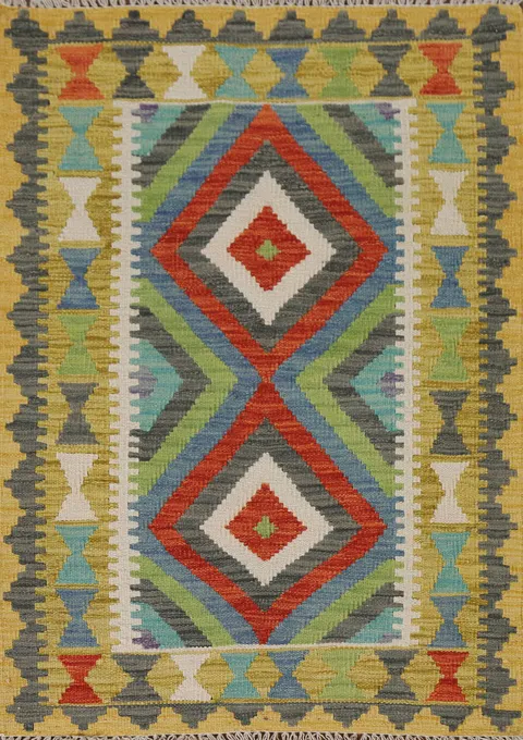 Multicolor Wool Kilim Oriental Rug 3x4