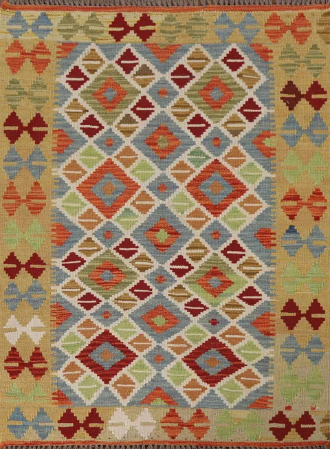 South Western Kilim Reversible Wool Rug 3x4