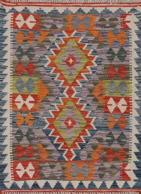 Multicolor Kilim Oriental Accent Rug 3x4