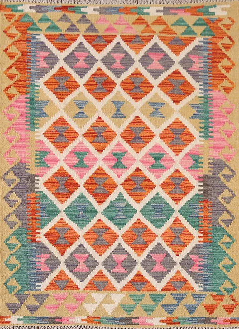 Multicolor Kilim Oriental Accent Rug 3x4