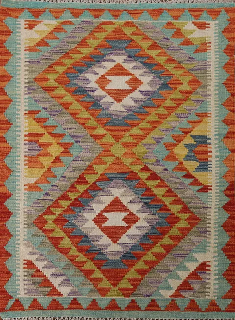 South Western Kilim Oriental Accent Rug 3x4