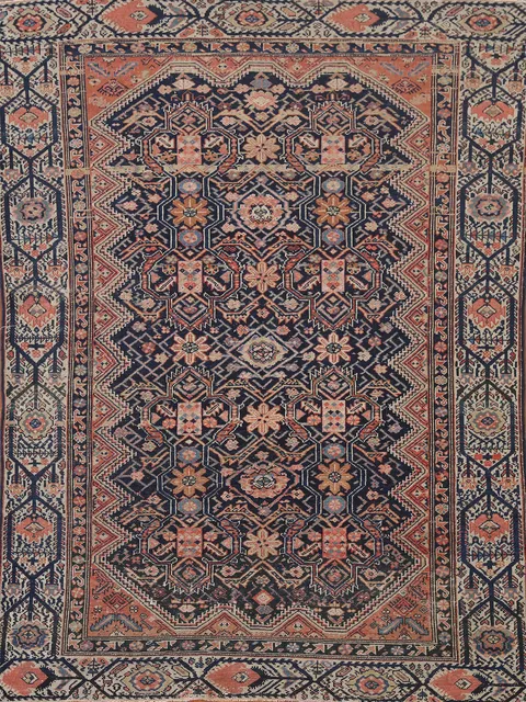 Pre-1900 Antique Vegetable Dye Senneh Persian Rug 4x6