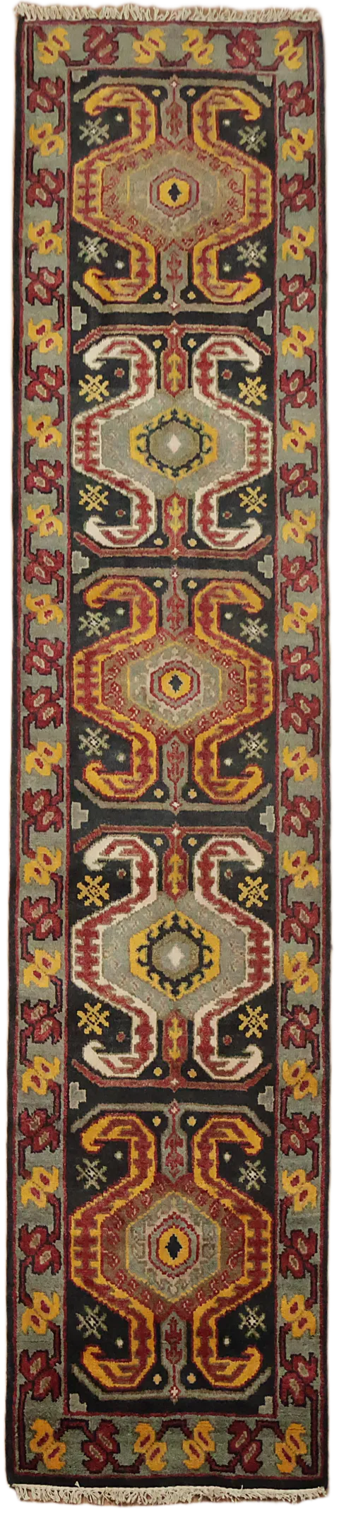 Navy Blue Heriz Serapi Oriental Runner Rug 3x10