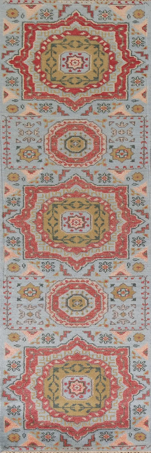 Light Blue Heriz Serapi Indian Runner Rug 3x10