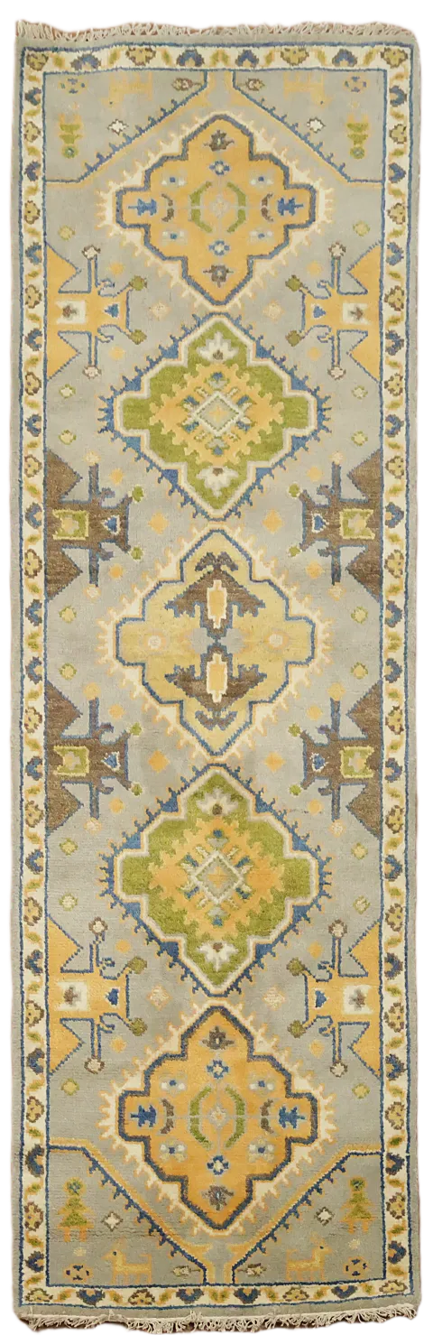 Geometric Heriz Serapi Indian Runner Rug 3x8
