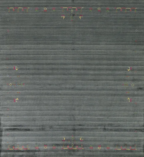 Striped Gabbeh Square Indian Area Rug 8x8