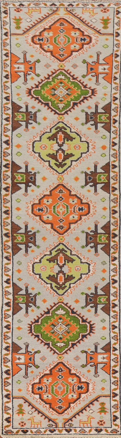 Geometric Heriz Serapi Indian Runner Rug 3x12