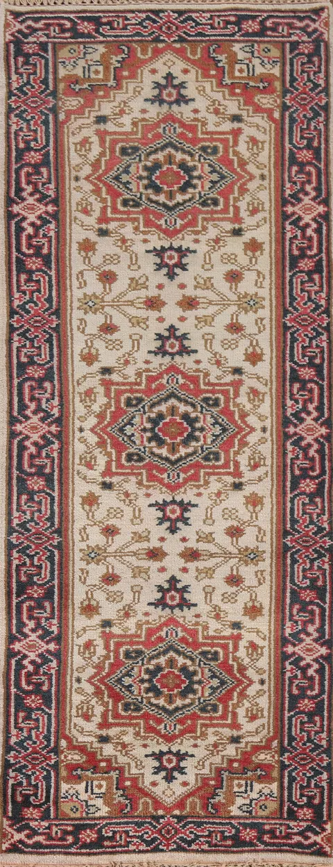 Geometric Heriz Serapi Oriental Runner Rug 3x8