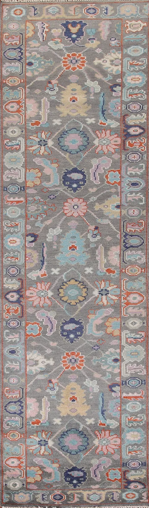 Floral Oushak Indian Runner Rug 3x12