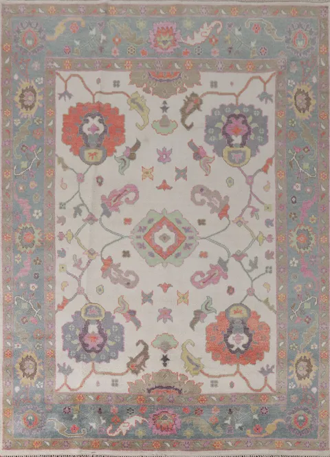 Ivory Floral Oushak Oriental Area Rug 8x10
