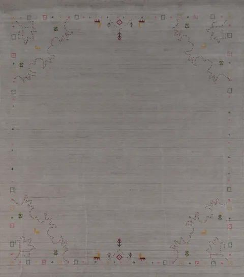 Square Wool Gabbeh Indian Area Rug 8x8