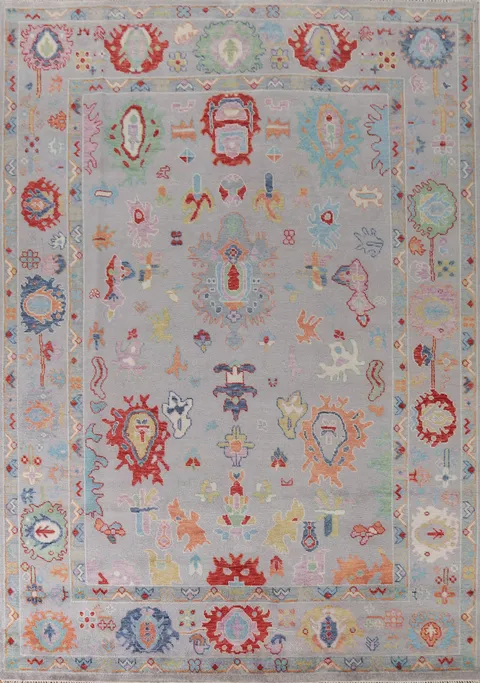 Gray Floral Oushak Oriental Area Rug 9x12