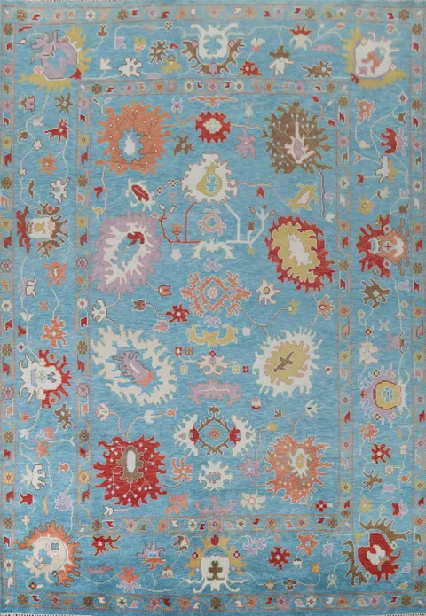 All-Over Blue Oushak Indian Area Rug 9x12