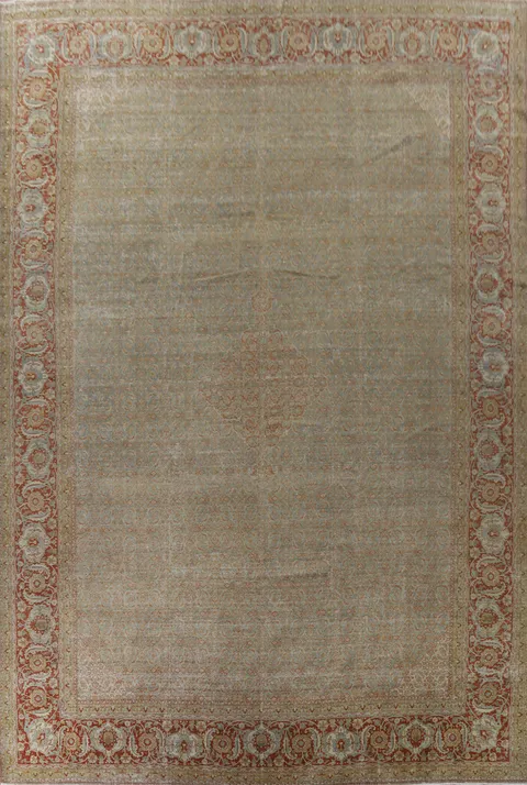 Pre-1900 Antique Sultanabad Vegetable Dye Persian Rug 15x21