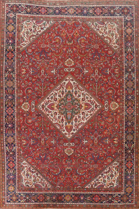 Pre-1900 Vegetable Dye Sultanabad Persian Area Rug 10x13