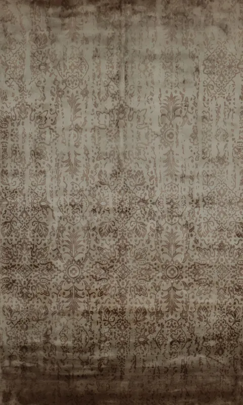 Earthy Essence of Brown Art & Craft Indian Area Rug 5x8