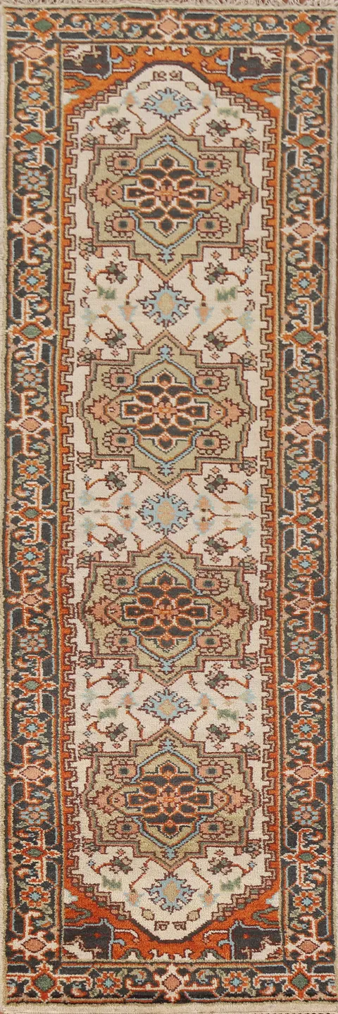 Ivory Heriz Serapi Wool Runner Rug 3x10