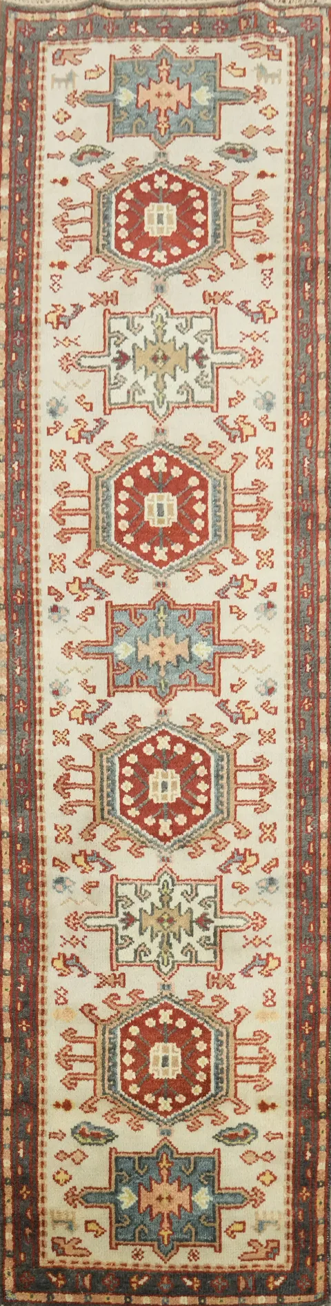 Geometric Heriz Serapi Indian Runner Rug 3x10